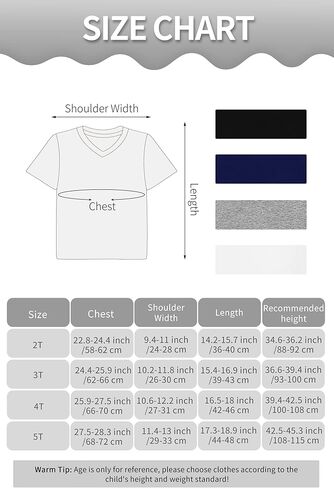 4 قطع من تي شيرت للأطفال الصغار برقبة على شكل حرف V وأكمام قصيرة للأطفال الصغار بطبقات أساسية من القمصان ذات الألوان الصلبة للأولاد والأطفال in Kuwait