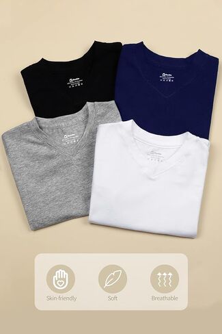 4 قطع من تي شيرت للأطفال الصغار برقبة على شكل حرف V وأكمام قصيرة للأطفال الصغار بطبقات أساسية من القمصان ذات الألوان الصلبة للأولاد والأطفال in Kuwait