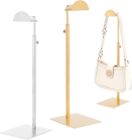 WADORN 2 Colors Handbag Display Stand Rack, Stainless Steel Double Hook Purse Holder Stand Adjustable Height Clutch Bag Hanger Display Stand Necklace Holder Jewelry Necklaces Organizer, Style 2 in Saudi Arabia