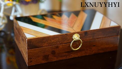 LXNUYYHYI Jewelry box with glass pattern for women.rings earrings necklaces bracelets watches glass jewelry storage box for men,brown vintage wind bead treasure box.（brown ） in Saudi Arabia
