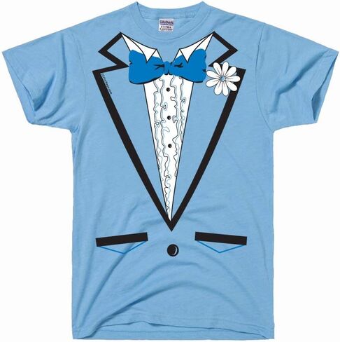 DIRTYRAGZ Men's Dumb and Dumber Tuxedo Shirt, Funny Tux Costume, Vintage Tees for Men Graphic Tee in Saudi Arabia