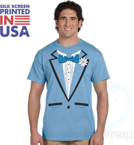 DIRTYRAGZ Men's Dumb and Dumber Tuxedo Shirt, Funny Tux Costume, Vintage Tees for Men Graphic Tee in Saudi Arabia