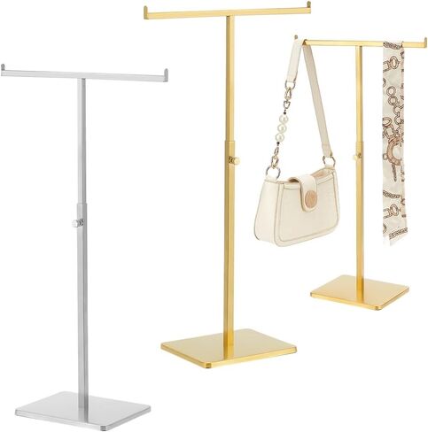 WADORN 2 Colors Handbag Display Stand Rack, Stainless Steel Double Hook Purse Holder Stand Adjustable Height Clutch Bag Hanger Display Stand Necklace Holder Jewelry Necklaces Organizer, Style 2 in Saudi Arabia