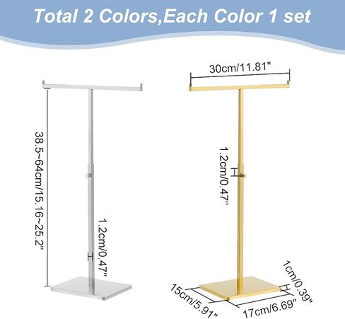 WADORN 2 Colors Handbag Display Stand Rack, Stainless Steel Double Hook Purse Holder Stand Adjustable Height Clutch Bag Hanger Display Stand Necklace Holder Jewelry Necklaces Organizer, Style 2 in Saudi Arabia
