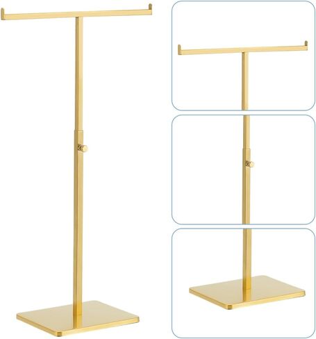 WADORN 2 Colors Handbag Display Stand Rack, Stainless Steel Double Hook Purse Holder Stand Adjustable Height Clutch Bag Hanger Display Stand Necklace Holder Jewelry Necklaces Organizer, Style 2 in Saudi Arabia