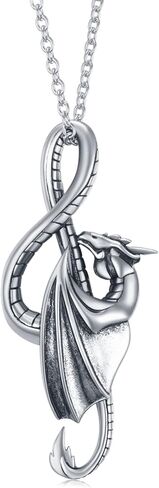 قلادة تنين من الفضة الاسترليني عيار 925 بدلاية على شكل نوتة موسيقية على شكل تنين هدايا مجوهرات للنساء والرجال والبنات والاولاد، من الفضة الاسترلينية، in Kuwait