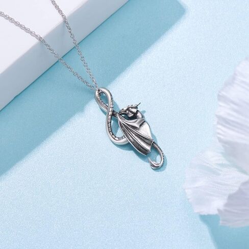 قلادة تنين من الفضة الاسترليني عيار 925 بدلاية على شكل نوتة موسيقية على شكل تنين هدايا مجوهرات للنساء والرجال والبنات والاولاد، من الفضة الاسترلينية، in Kuwait
