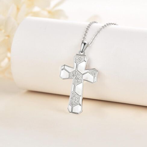 AXOMY Sports Cross Necklace 925 Sterling Silver Football Soccer Pendant Necklaces Football Jewelry Christian Religious Sports Gifts for Men Boys Women Footballer Soccer Lovers in Saudi Arabia