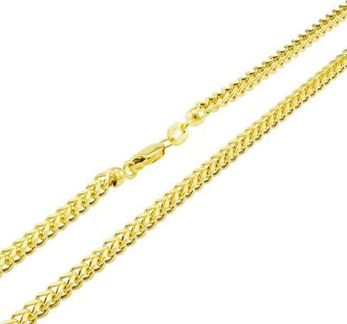 Nuragold 14k Yellow Gold 2.5mm Franco Wheat Spiga Foxtail Chain Pendant Necklace, Mens Jewelry Lobster Clasp 16" 18" 20" 22" 24" 26" 28" 30" in Saudi Arabia