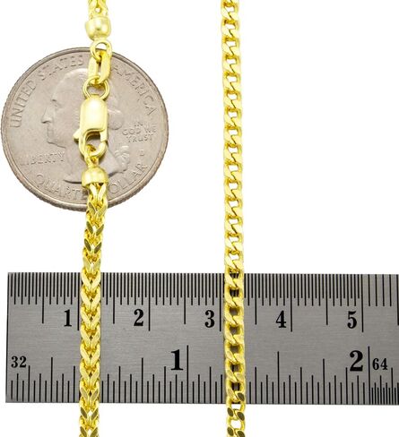 Nuragold 14k Yellow Gold 2.5mm Franco Wheat Spiga Foxtail Chain Pendant Necklace, Mens Jewelry Lobster Clasp 16" 18" 20" 22" 24" 26" 28" 30" in Saudi Arabia