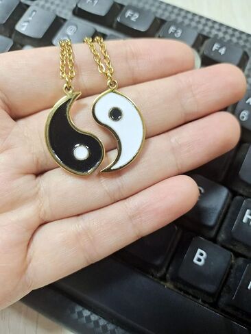 MANZHEN Gold Silver Yin Yang Pendant Necklace for Couples in Kuwait