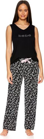 bebe Womens Pajama Sets, Logo Pajamas for Women with Sleeveless Top and Pajama Pants, PJ Set for Women in Saudi Arabia