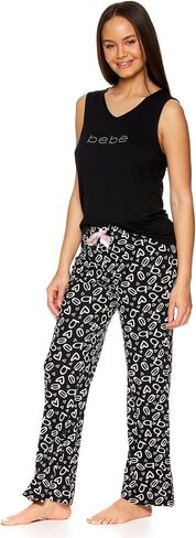 bebe Womens Pajama Sets, Logo Pajamas for Women with Sleeveless Top and Pajama Pants, PJ Set for Women in Saudi Arabia