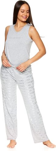 bebe Womens Pajama Sets, Logo Pajamas for Women with Sleeveless Top and Pajama Pants, PJ Set for Women in Saudi Arabia