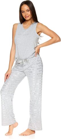 bebe Womens Pajama Sets, Logo Pajamas for Women with Sleeveless Top and Pajama Pants, PJ Set for Women in Saudi Arabia