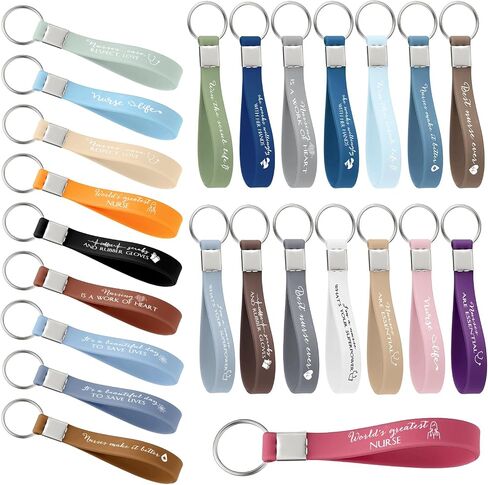 Unittype 72 Pcs Nurse Appreciation Gift Thank You Nursing Assistant Keychain Bulk Inspirational Keychain Gift Colored Rubber Bands Stretch Silicone Key Chain for Nurse Team Favor Supplies in Saudi Arabia