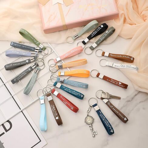 Unittype 72 Pcs Nurse Appreciation Gift Thank You Nursing Assistant Keychain Bulk Inspirational Keychain Gift Colored Rubber Bands Stretch Silicone Key Chain for Nurse Team Favor Supplies in Saudi Arabia