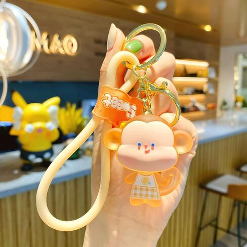 BEXOA لطيف سلسلة المفاتيح Kawaii أنيمي سلاسل المفاتيح الملحقات، كريستال الحيوانات حقيبة يد سحر سلسلة مفاتيح السيارة للفتيات النساء in Kuwait