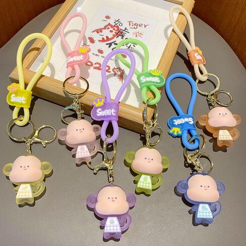 BEXOA لطيف سلسلة المفاتيح Kawaii أنيمي سلاسل المفاتيح الملحقات، كريستال الحيوانات حقيبة يد سحر سلسلة مفاتيح السيارة للفتيات النساء in Kuwait