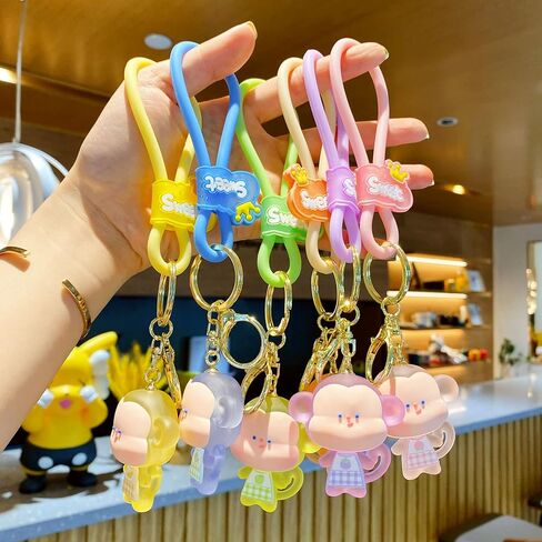 BEXOA لطيف سلسلة المفاتيح Kawaii أنيمي سلاسل المفاتيح الملحقات، كريستال الحيوانات حقيبة يد سحر سلسلة مفاتيح السيارة للفتيات النساء in Kuwait