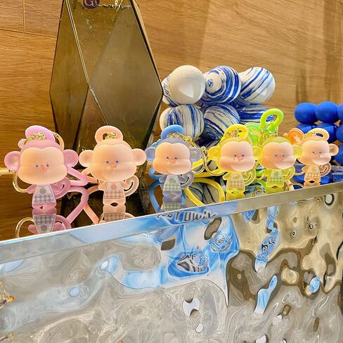 BEXOA لطيف سلسلة المفاتيح Kawaii أنيمي سلاسل المفاتيح الملحقات، كريستال الحيوانات حقيبة يد سحر سلسلة مفاتيح السيارة للفتيات النساء in Kuwait