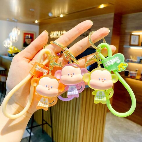 BEXOA لطيف سلسلة المفاتيح Kawaii أنيمي سلاسل المفاتيح الملحقات، كريستال الحيوانات حقيبة يد سحر سلسلة مفاتيح السيارة للفتيات النساء in Kuwait