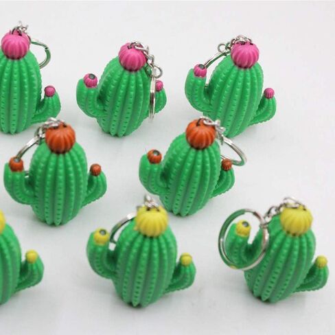 3pcs Cute Cactus Keychain Novelty Ring Child Kids Mini Lovely Gift Light & Sound （includes pink, brown and yellow） in Kuwait