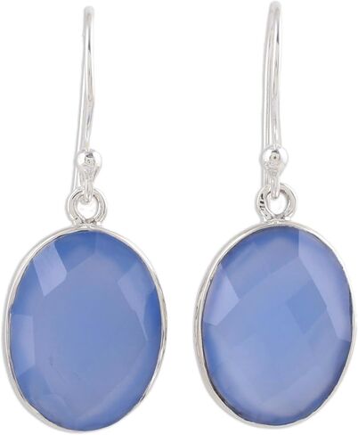 NOVICA Chalcedony .925 Sterling Silver Pale Blue Dangle Earrings 'Blue Serenity' in Saudi Arabia