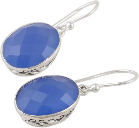 NOVICA Chalcedony .925 Sterling Silver Pale Blue Dangle Earrings 'Blue Serenity' in Saudi Arabia
