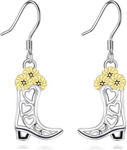 أقراط رعاة البقر من AXELUNA أقراط من الفضة الإسترلينية أقراط راعية البقر هدية مجوهرات عباد الشمس للنساء والفتيات in Kuwait