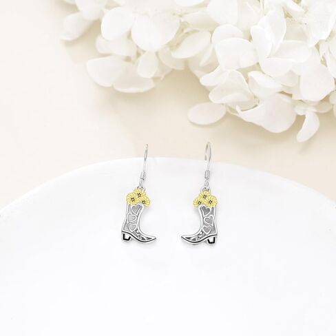 أقراط رعاة البقر من AXELUNA أقراط من الفضة الإسترلينية أقراط راعية البقر هدية مجوهرات عباد الشمس للنساء والفتيات in Kuwait