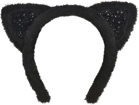 Black Posh Cat Ears Headband (1 Pc.) - Perfect for Stylish Feline Lovers, Halloween Parties, Cosplay, & Everyday Wear in Saudi Arabia
