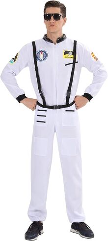 EraSpooky Astronaut Costume Men Halloween Spaceman Suit Adults Pilot Flight Jumpsuit Dress up Party Cosplay in Saudi Arabia