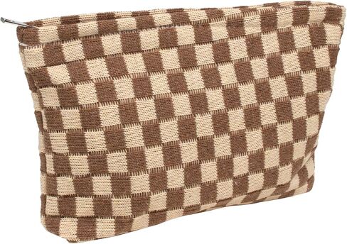 LETGO Preppy Makeup Bag Cosmetic Bag for Women,Small Makeup Bags for Purse Zipper Preppy Pencil Case Pouch for Women Preppy Stuff Shool Supplies(Coffee Brown) in Saudi Arabia