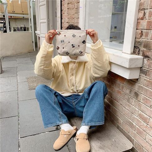 LETGO Preppy Makeup Bag Cosmetic Bag for Women,Small Makeup Bags for Purse Zipper Preppy Pencil Case Pouch for Women Preppy Stuff Shool Supplies(Coffee Brown) in Saudi Arabia
