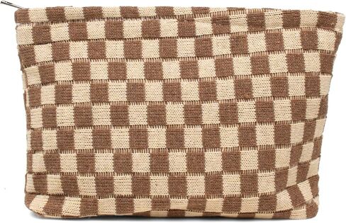 LETGO Preppy Makeup Bag Cosmetic Bag for Women,Small Makeup Bags for Purse Zipper Preppy Pencil Case Pouch for Women Preppy Stuff Shool Supplies(Coffee Brown) in Saudi Arabia