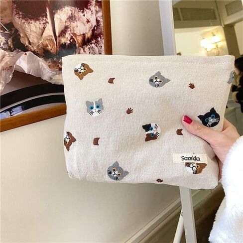 LETGO Preppy Makeup Bag Cosmetic Bag for Women,Small Makeup Bags for Purse Zipper Preppy Pencil Case Pouch for Women Preppy Stuff Shool Supplies(Coffee Brown) in Saudi Arabia