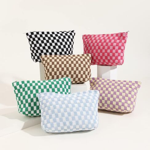 LETGO Preppy Makeup Bag Cosmetic Bag for Women,Small Makeup Bags for Purse Zipper Preppy Pencil Case Pouch for Women Preppy Stuff Shool Supplies(Coffee Brown) in Saudi Arabia