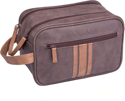 حقيبة أدوات الزينة للسفر للرجال، مجموعة Vancase Vintage Dopp الجلدية، حقائب حلاقة كبيرة مقاومة للماء، منظم دش الحمام المحمول in Kuwait