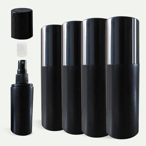 5 Pack Plastic Spray Bottles 100ml/3.5oz Travel Spray Bottle Reusable Empty Plastic Spray Bottle Double Cap Protection Perfume Essential Oil Travel Cleaner Botanical Cosmetic Bottle Black in Saudi Arabia
