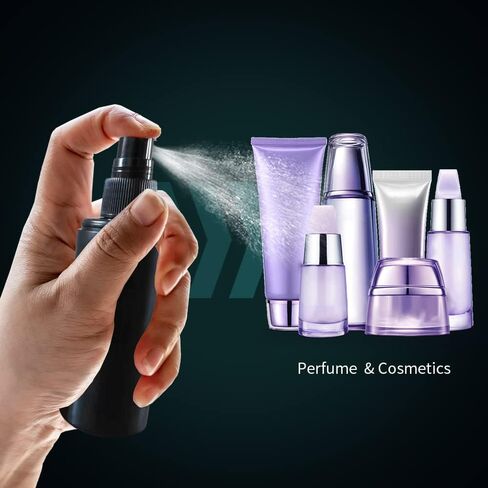 5 Pack Plastic Spray Bottles 100ml/3.5oz Travel Spray Bottle Reusable Empty Plastic Spray Bottle Double Cap Protection Perfume Essential Oil Travel Cleaner Botanical Cosmetic Bottle Black in Saudi Arabia
