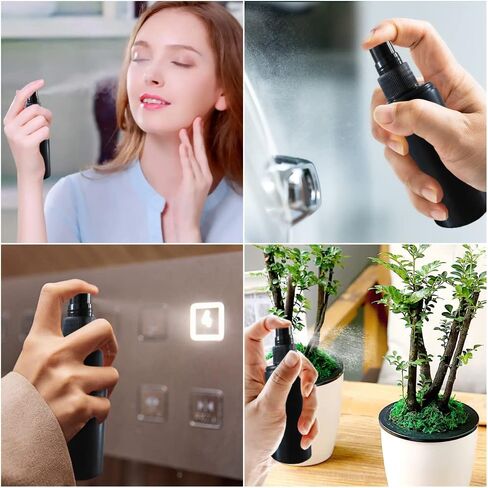 5 Pack Plastic Spray Bottles 100ml/3.5oz Travel Spray Bottle Reusable Empty Plastic Spray Bottle Double Cap Protection Perfume Essential Oil Travel Cleaner Botanical Cosmetic Bottle Black in Saudi Arabia