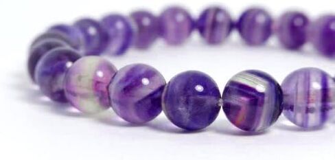 Blandinelove Purple Beads Bracelet, Natural Handmade 12 mm Crystal Amethyst Beaded Bracelets, Stretch Quartz Gemstone Bracelet for Men Women Girls, Never Washes Off Color And Unbreakable with Gift Box And Bag in Saudi Arabia