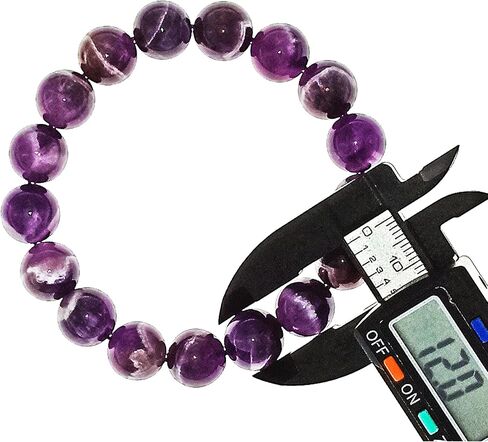 Blandinelove Purple Beads Bracelet, Natural Handmade 12 mm Crystal Amethyst Beaded Bracelets, Stretch Quartz Gemstone Bracelet for Men Women Girls, Never Washes Off Color And Unbreakable with Gift Box And Bag in Saudi Arabia