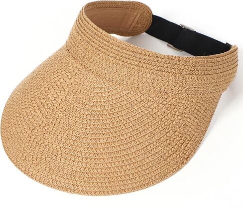 LA CARRIE Wide Brim Straw Visor for Women Sun Hat UV Protection Packable Beach Cap for Summer UPF 50+ in Saudi Arabia
