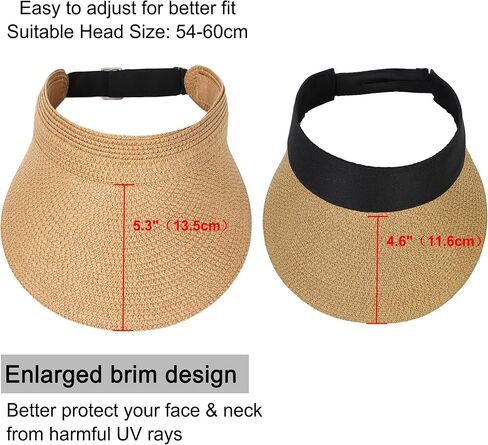 LA CARRIE Wide Brim Straw Visor for Women Sun Hat UV Protection Packable Beach Cap for Summer UPF 50+ in Saudi Arabia