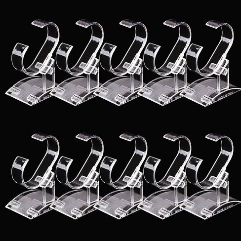 10 Pack Watch Display Stand, Clear Acrylic Watch Display Stand Holder, Watch Display Rack Holder Stand for Men Home or Store Use (A 10 Pack) in Saudi Arabia