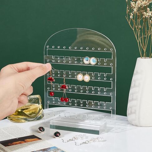PH PandaHall 6 Tier Acrylic Earring Holder, 122 Holes Clear Earring Display Stands Stud Earring Organizer Dangling Earring Stands for Earring Necklace Jewelry Shows Retail Craft Fair, 5.5x7.2inch in Saudi Arabia