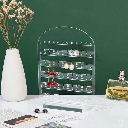 PH PandaHall 6 Tier Acrylic Earring Holder, 122 Holes Clear Earring Display Stands Stud Earring Organizer Dangling Earring Stands for Earring Necklace Jewelry Shows Retail Craft Fair, 5.5x7.2inch in Saudi Arabia