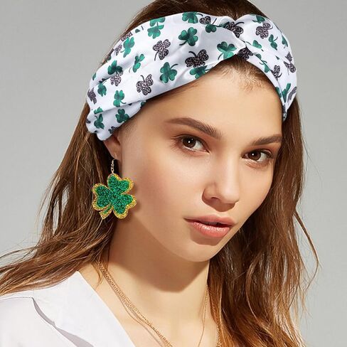 اقراط متدلية لعيد القديس باتريك، اقراط متدلية لامعة بلون اخضر ايرلندي على شكل زهرة البرسيم، اقراط متدلية من الاكريليك للنساء والفتيات في عيد القديس باتيس، هدية مجوهرات in Kuwait